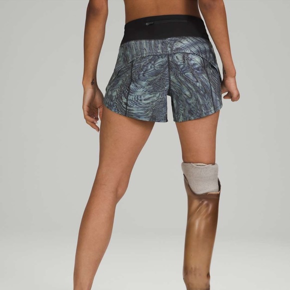 lululemon athletica Women's Speed Up Mid-Rise Shorts - Icing Blue Multi/Black - Picture 2 of 8